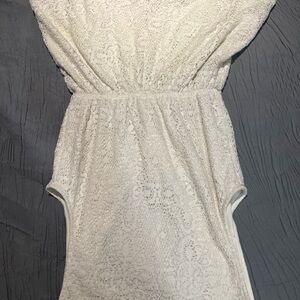 American Eagle Outfitters Cream Lace Jumpsuit  SM